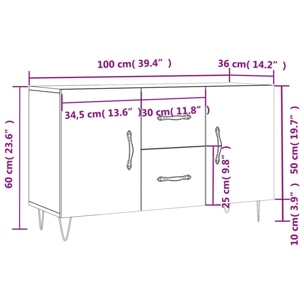 Komoda boja hrasta sonome 100 x 36 x 60 cm konstruirano drvo