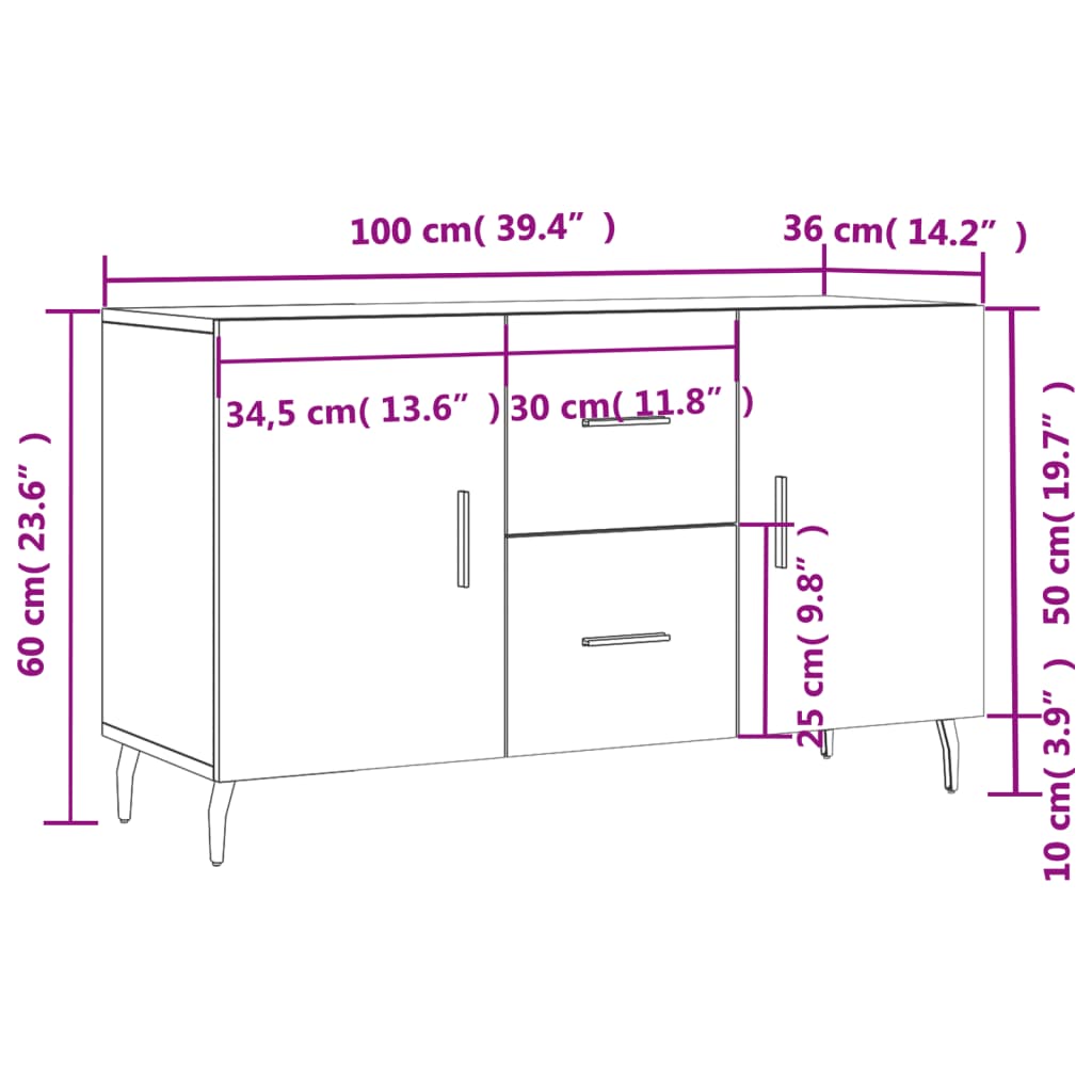 Komoda boja hrasta sonome 100x36x60 cm od konstruiranog drva