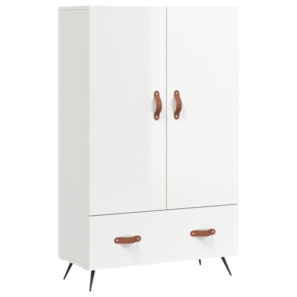 Visoka komoda sjajna bijela 69,5x31x115 cm konstruirano drvo