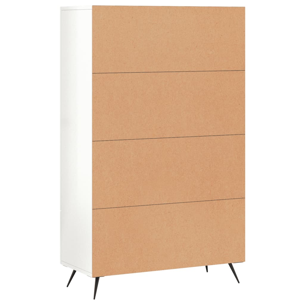 Visoka komoda sjajna bijela 69,5x31x115 cm konstruirano drvo