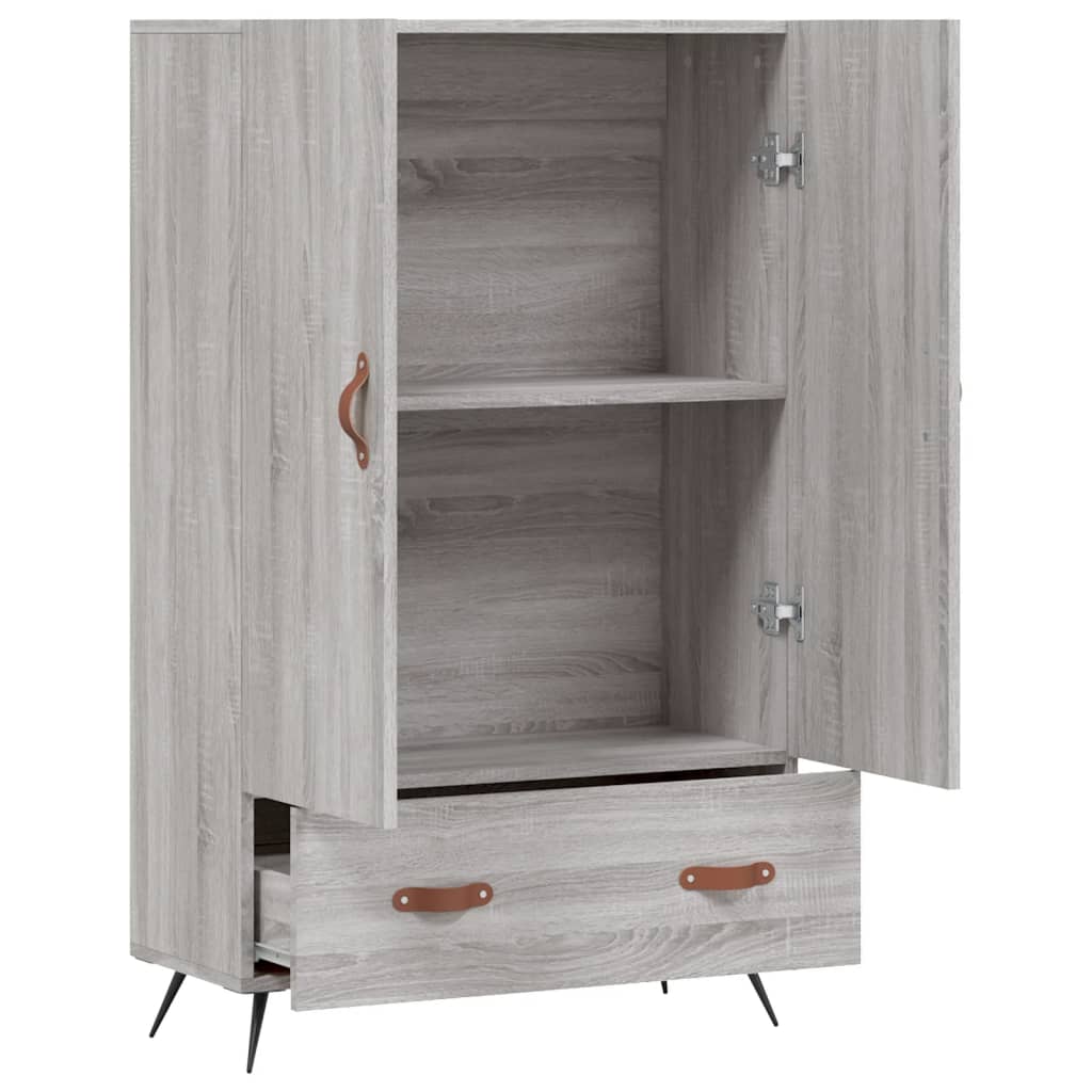 Visoka komoda siva boja hrasta 69,5x31x115 cm konstruirano drvo