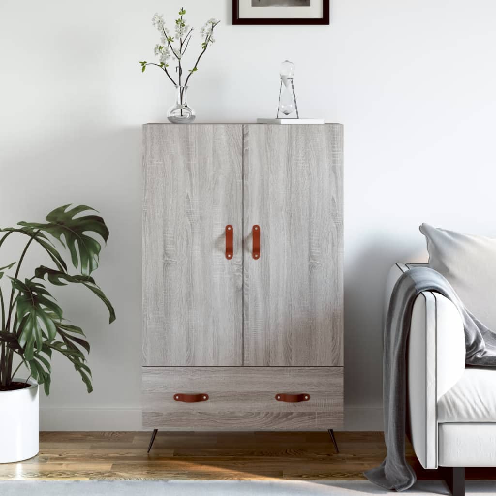 Visoka komoda siva boja hrasta 69,5x31x115 cm konstruirano drvo