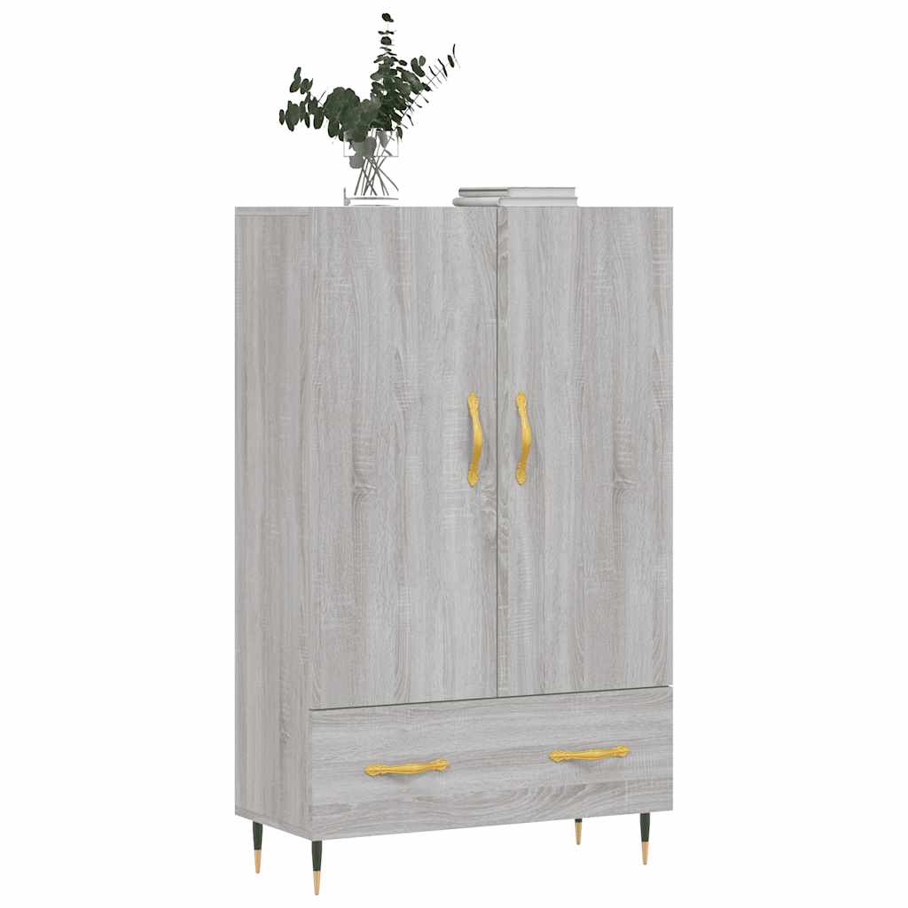 Visoka komoda siva boja hrasta 69,5x31x115 cm konstruirano drvo