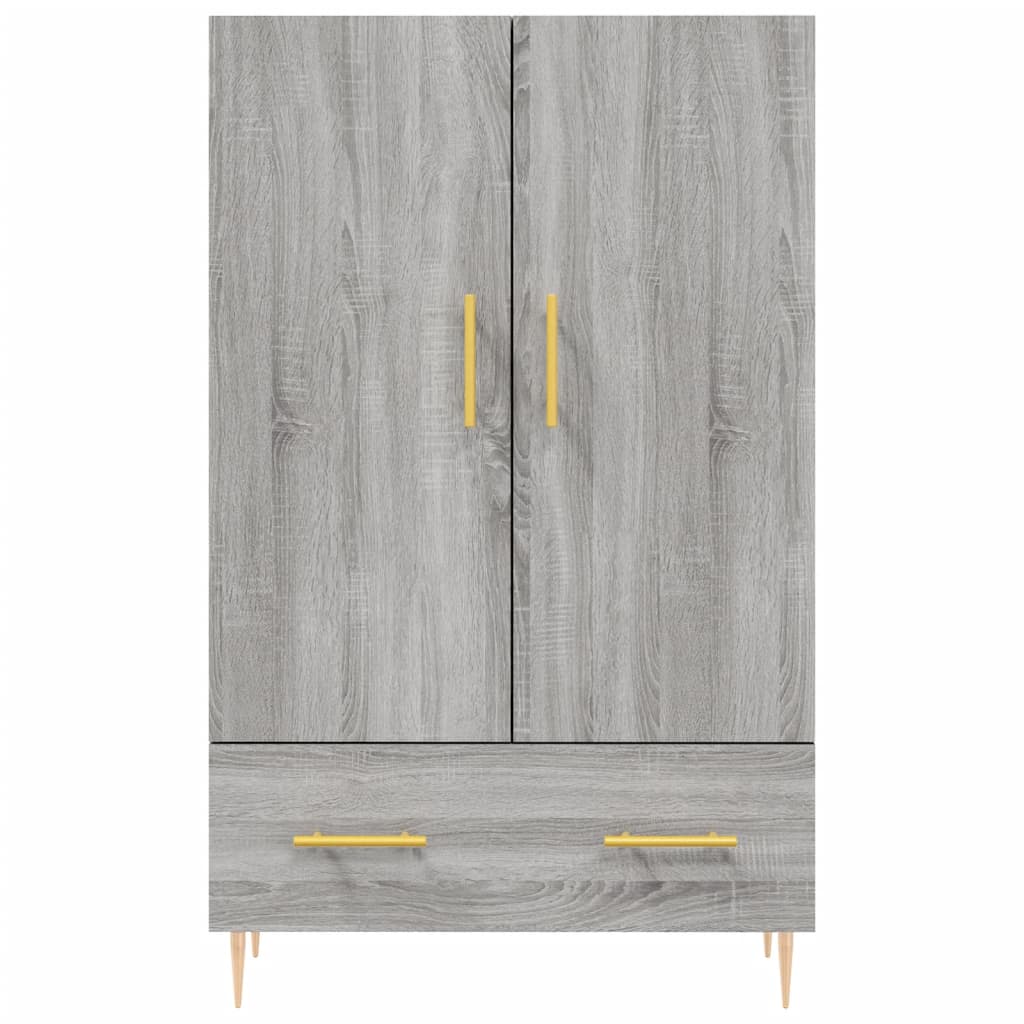Visoka komoda siva boja hrasta 69,5x31x115 cm konstruirano drvo