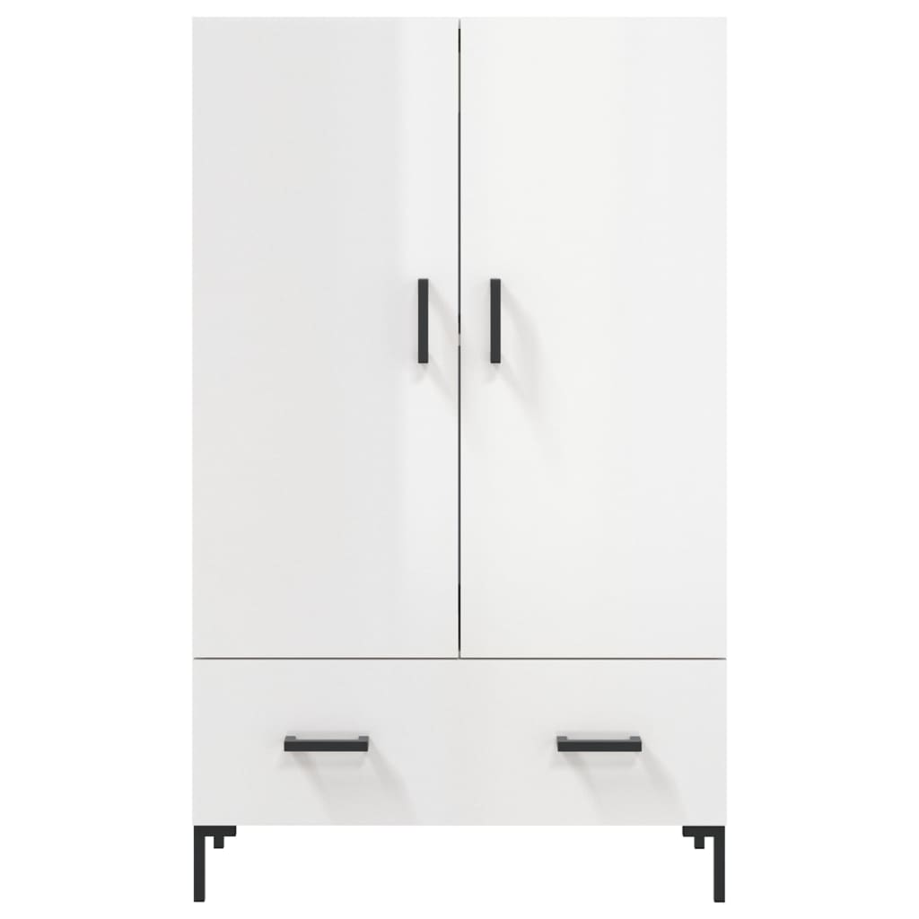 Visoka komoda sjajna bijela 69,5x31x115 cm konstruirano drvo