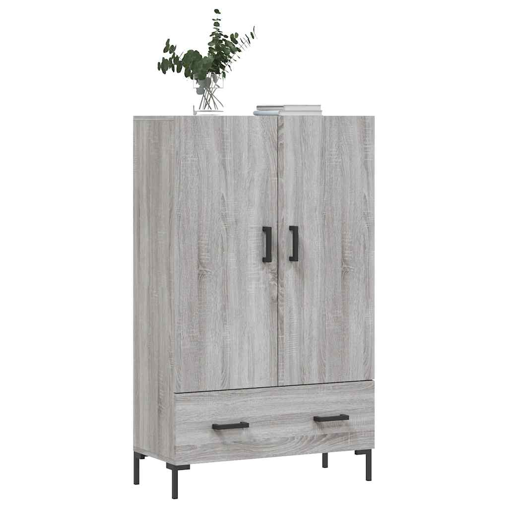 Visoka komoda siva boja hrasta 69,5x31x115 cm konstruirano drvo