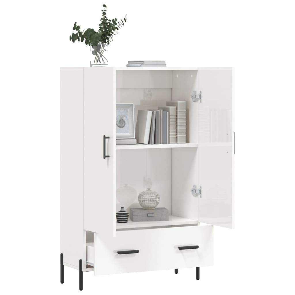 Visoka komoda sjajna bijela 69,5x31x115 cm konstruirano drvo