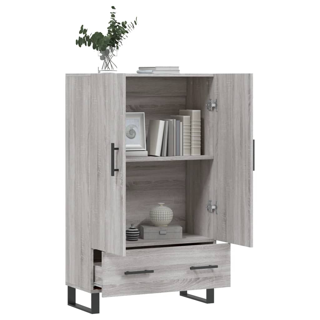 Visoka komoda siva boja hrasta 69,5x31x115 cm konstruirano drvo