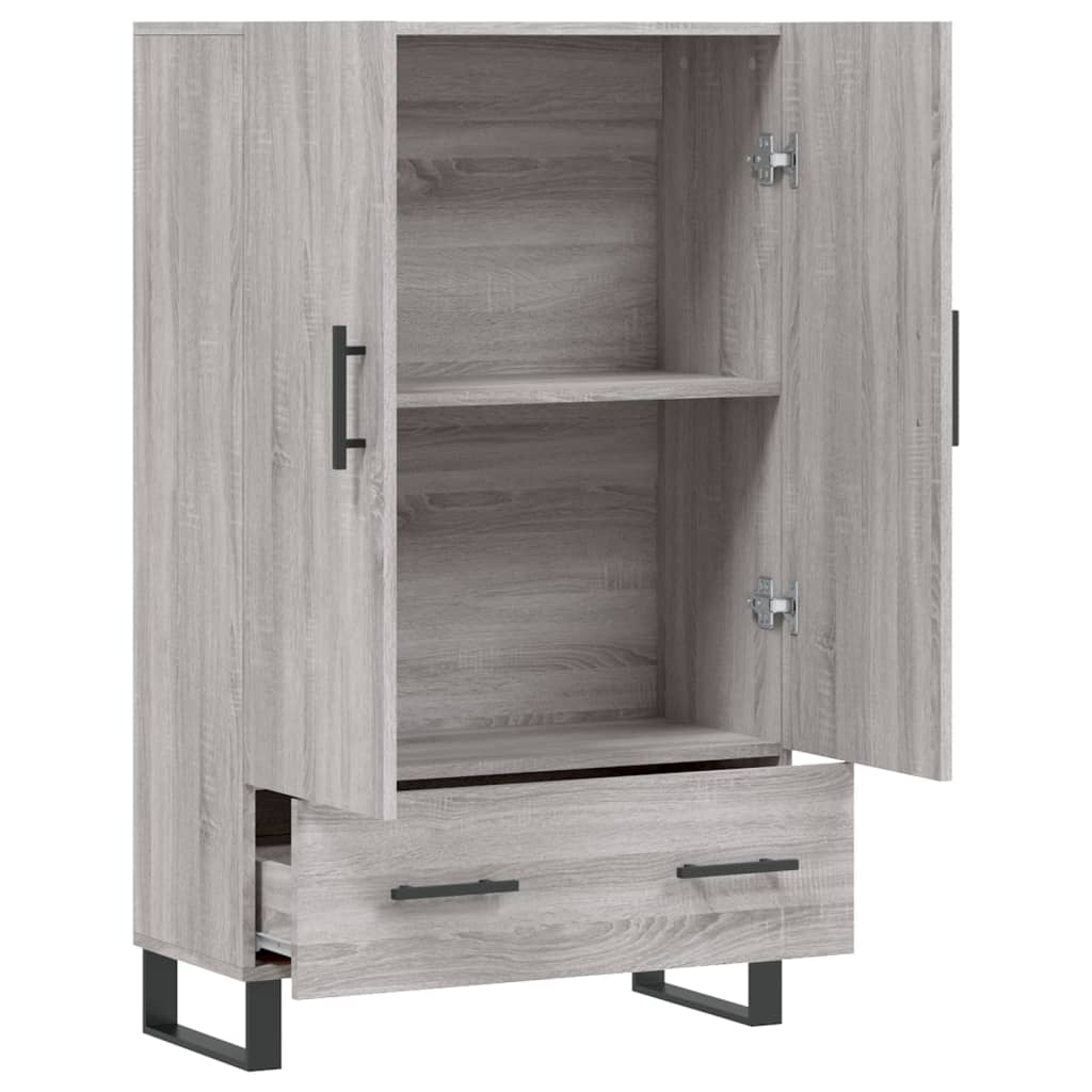 Visoka komoda siva boja hrasta 69,5x31x115 cm konstruirano drvo