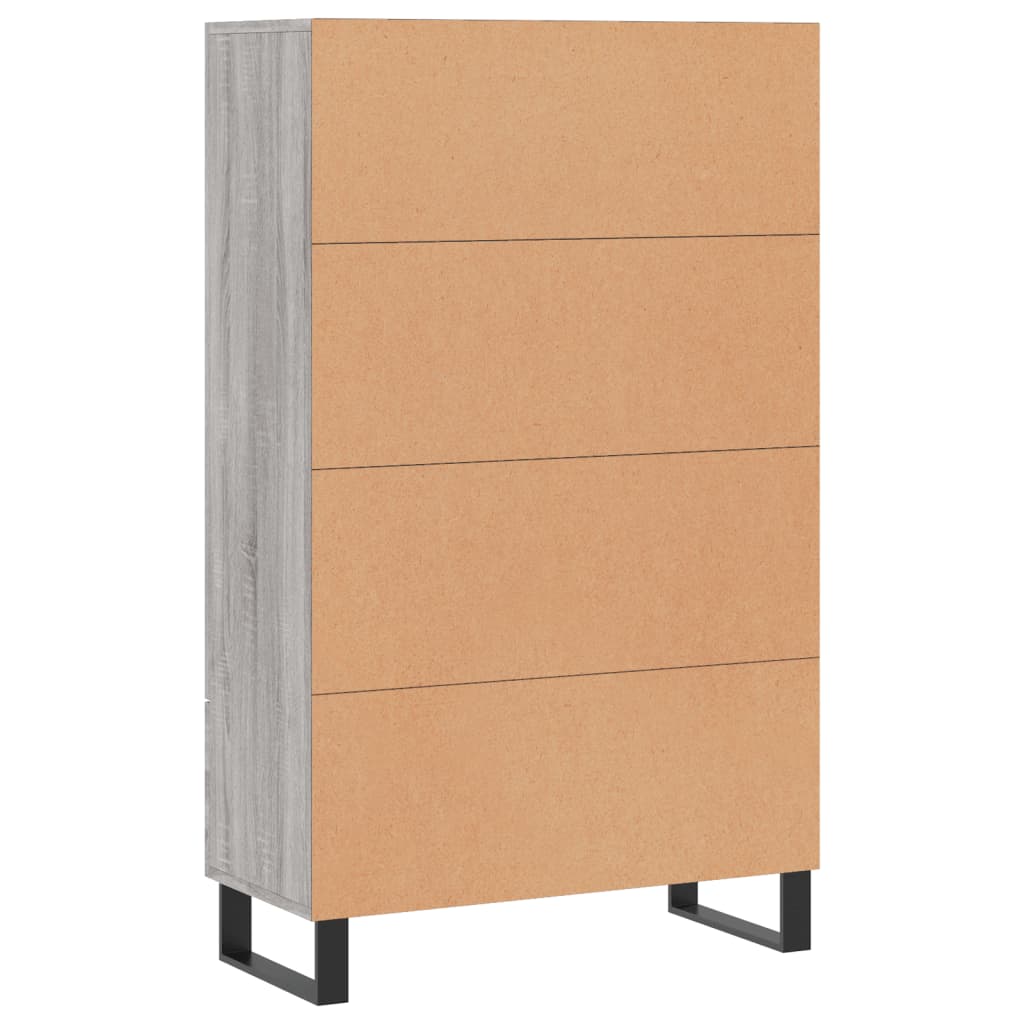 Visoka komoda siva boja hrasta 69,5x31x115 cm konstruirano drvo