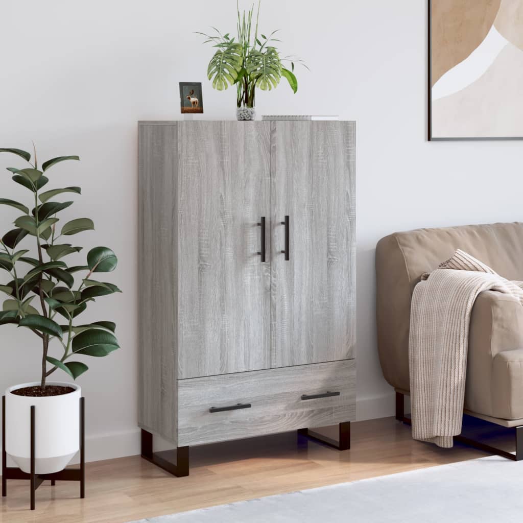 Visoka komoda siva boja hrasta 69,5x31x115 cm konstruirano drvo