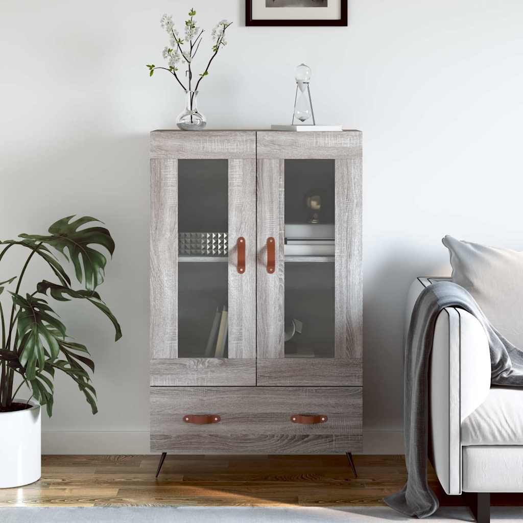 Visoka komoda siva boja hrasta 69,5x31x115 cm konstruirano drvo
