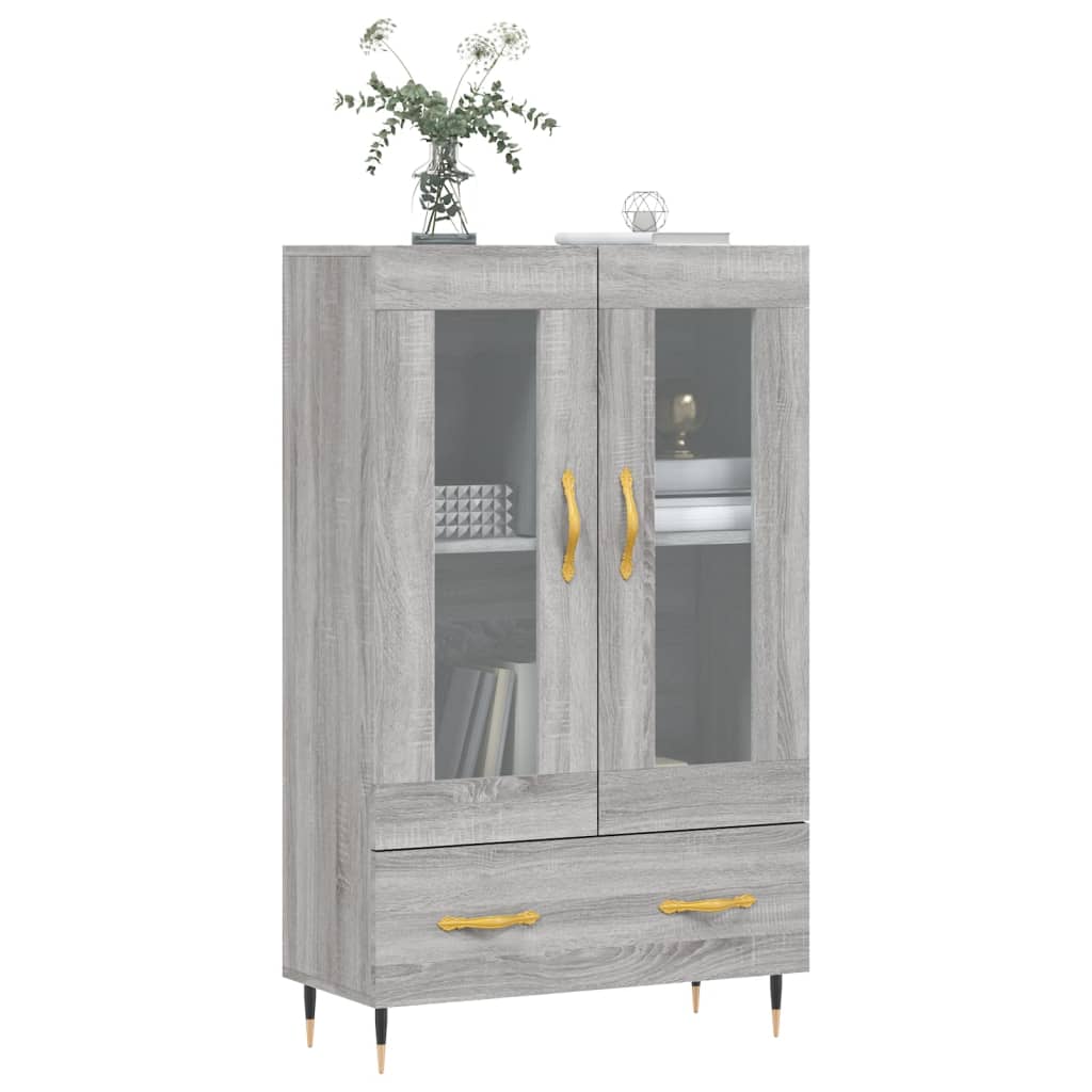Visoka komoda siva boja hrasta 69,5x31x115 cm konstruirano drvo