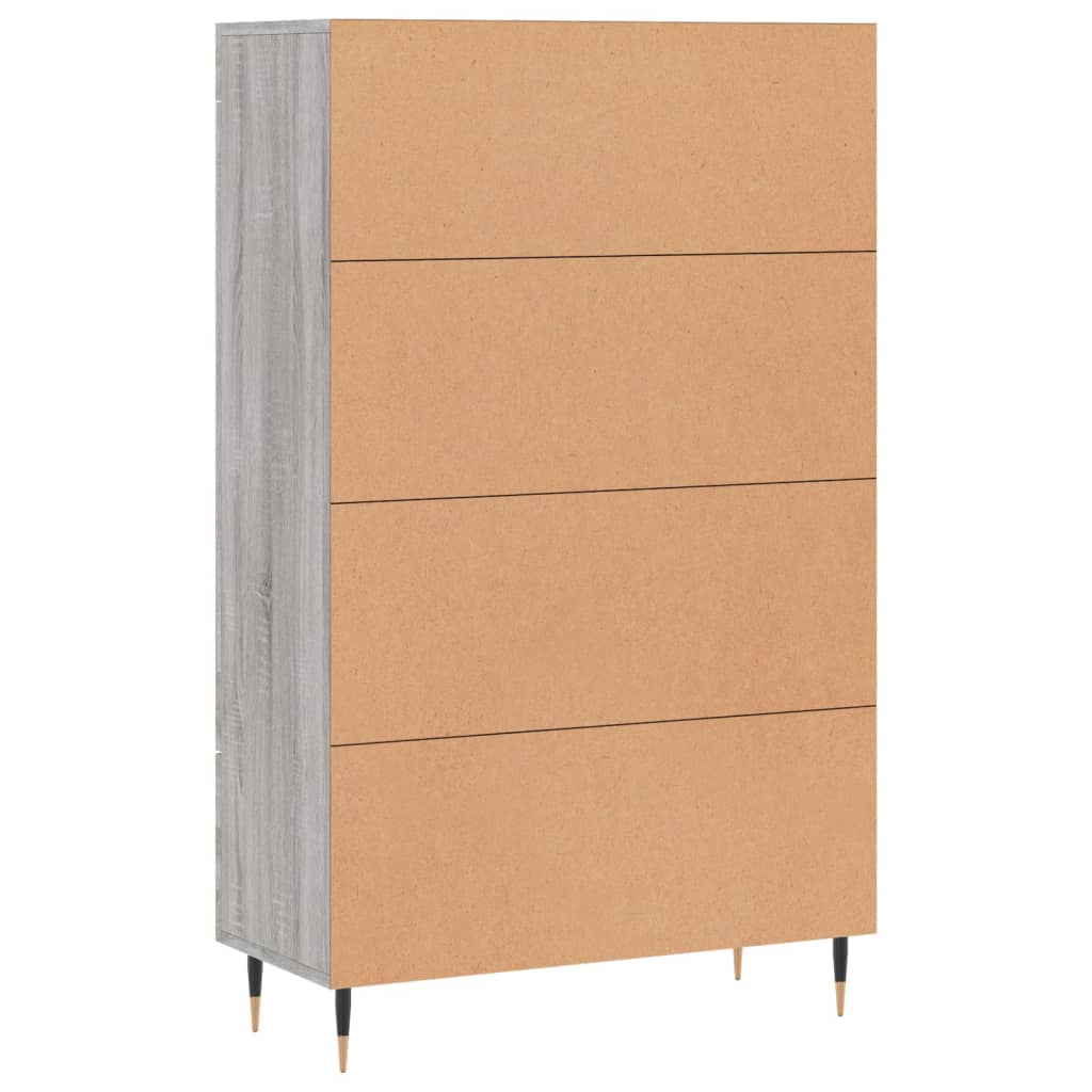 Visoka komoda siva boja hrasta 69,5x31x115 cm konstruirano drvo