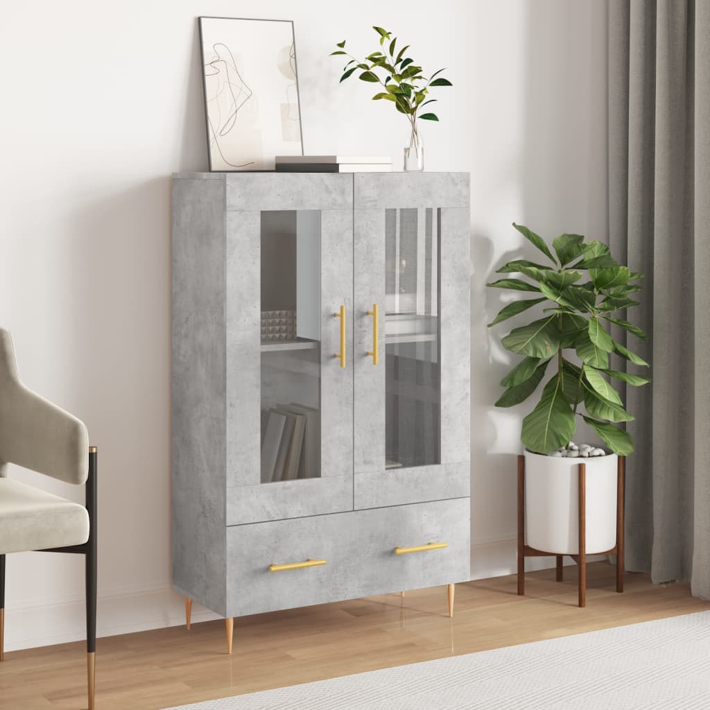 Visoka komoda boja betona 69,5 x 31 x 115 cm konstruirano drvo