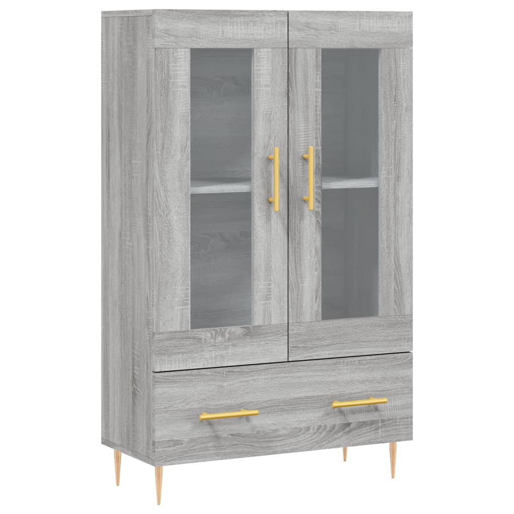 Visoka komoda siva boja hrasta 69,5x31x115 cm konstruirano drvo
