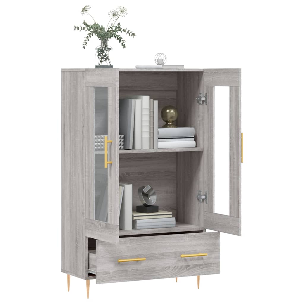 Visoka komoda siva boja hrasta 69,5x31x115 cm konstruirano drvo