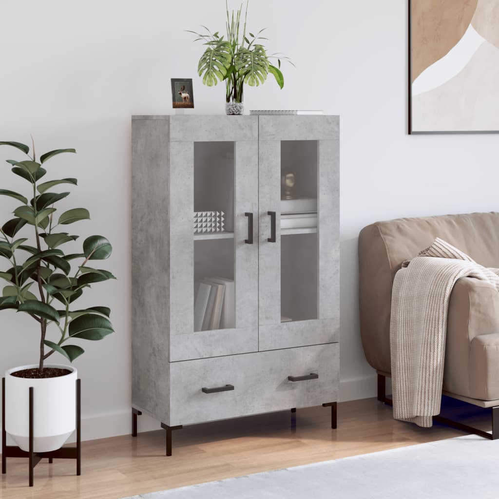 Visoka komoda boja betona 69,5 x 31 x 115 cm konstruirano drvo