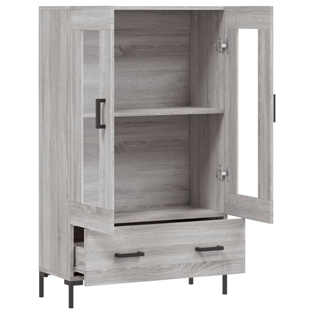 Visoka komoda siva boja hrasta 69,5x31x115 cm konstruirano drvo