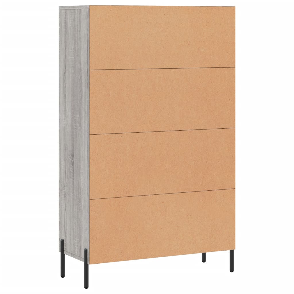 Visoka komoda siva boja hrasta 69,5x31x115 cm konstruirano drvo