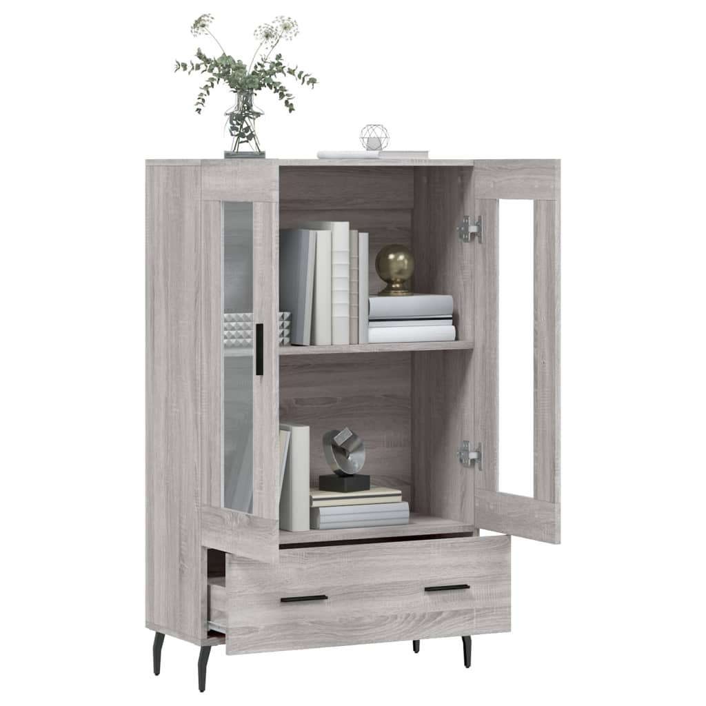 Visoka komoda siva boja hrasta 69,5x31x115 cm konstruirano drvo