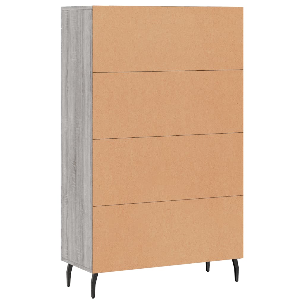 Visoka komoda siva boja hrasta 69,5x31x115 cm konstruirano drvo