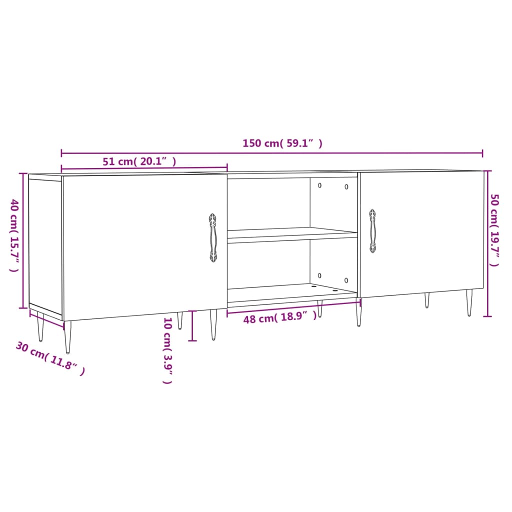 TV ormarić boja hrasta 150x30x50 cm od konstruiranog drva