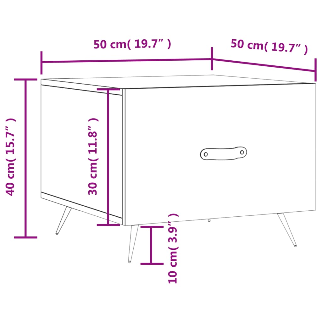 Stolići za kavu 2 kom bijeli 50x50x40 cm od konstruiranog drva