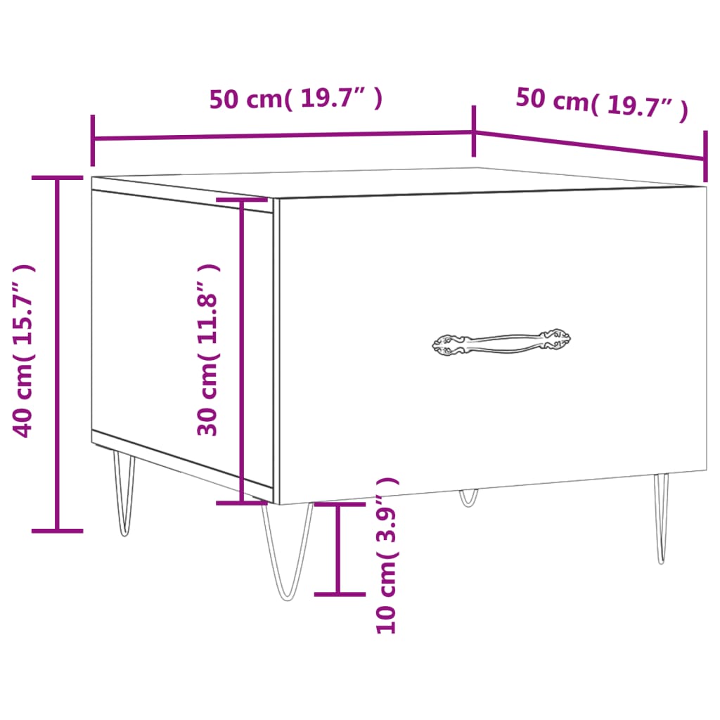 Stolići za kavu 2 kom boja hrast 50x50x40 cm konstruirano drvo