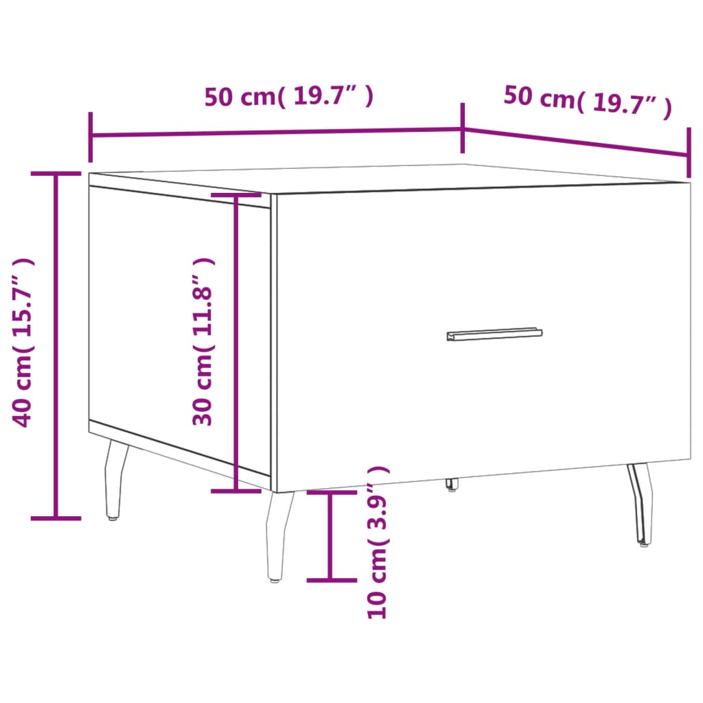 Stolići za kavu 2 kom boja hrast 50x50x40 cm konstruirano drvo