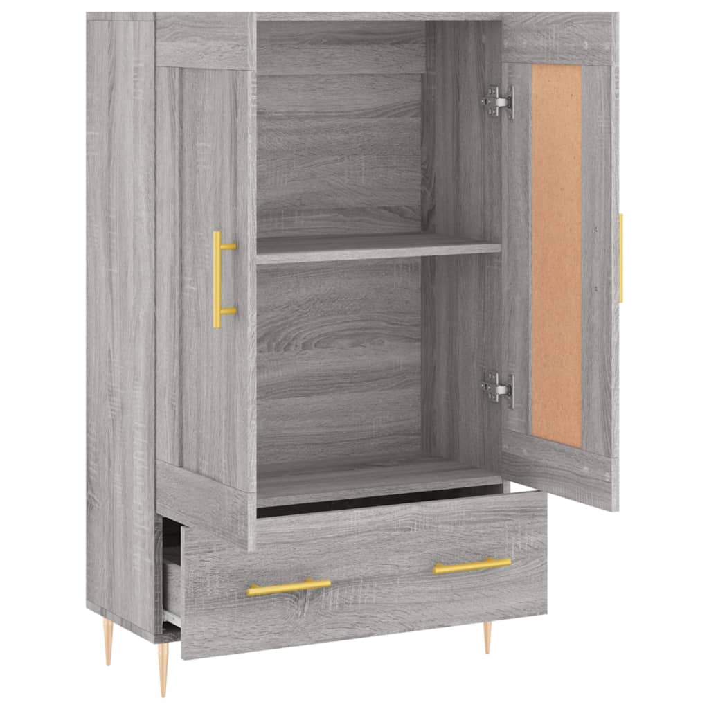 Visoka komoda siva boja hrasta 69,5x31x115 cm konstruirano drvo