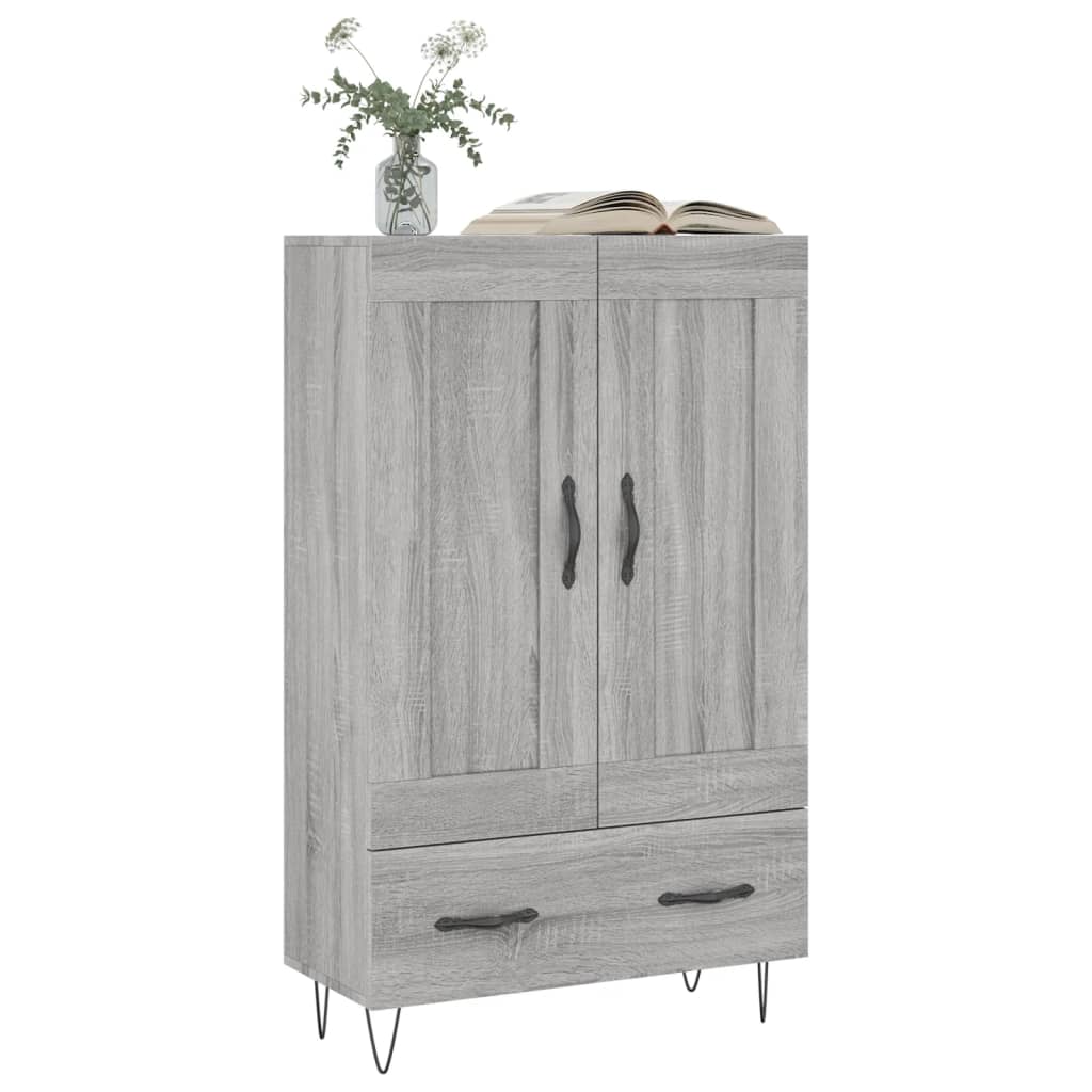 Visoka komoda siva boja hrasta 69,5x31x115 cm konstruirano drvo