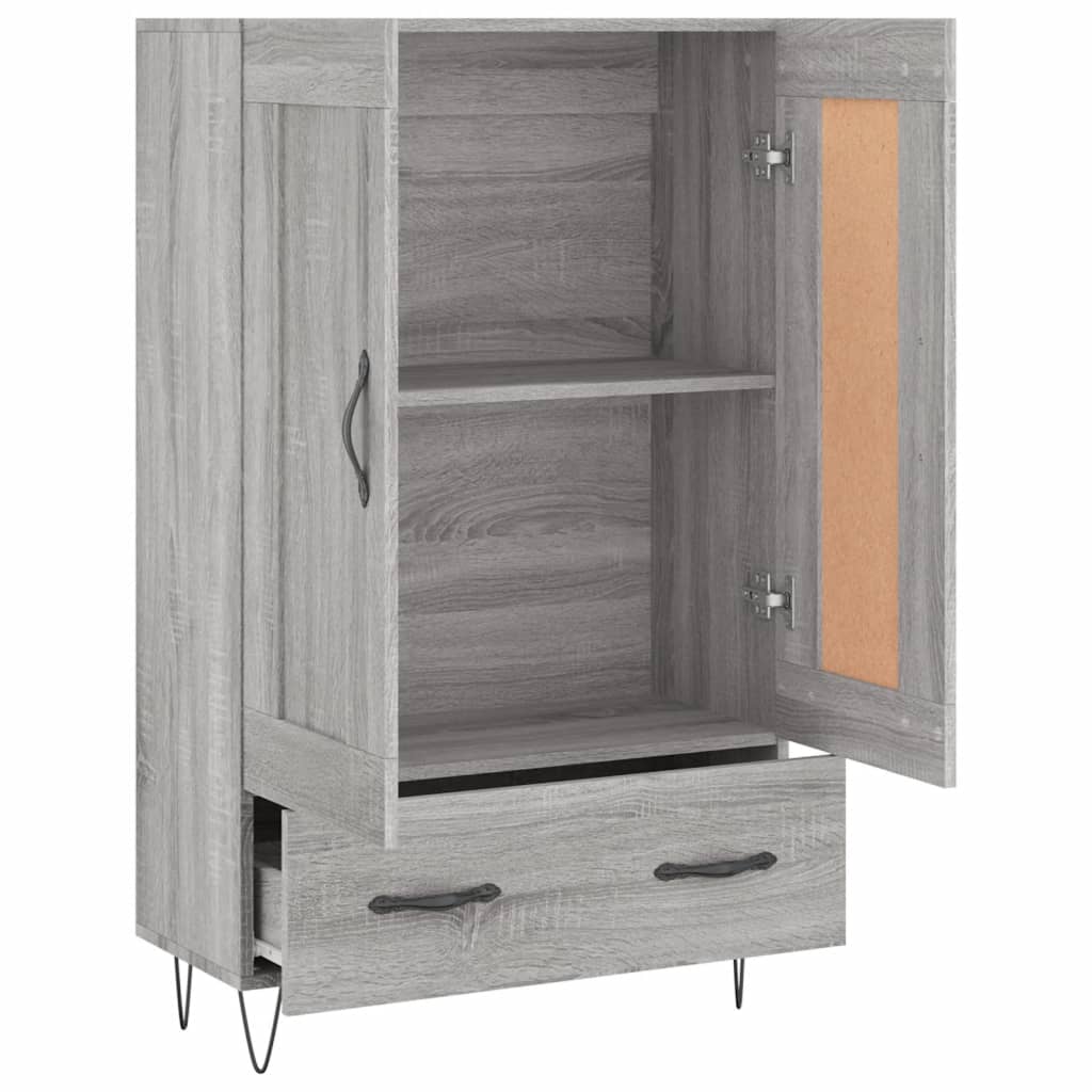 Visoka komoda siva boja hrasta 69,5x31x115 cm konstruirano drvo