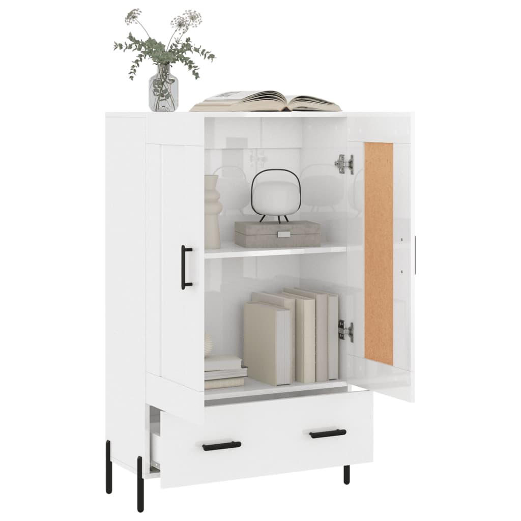 Visoka komoda sjajna bijela 69,5x31x115 cm konstruirano drvo
