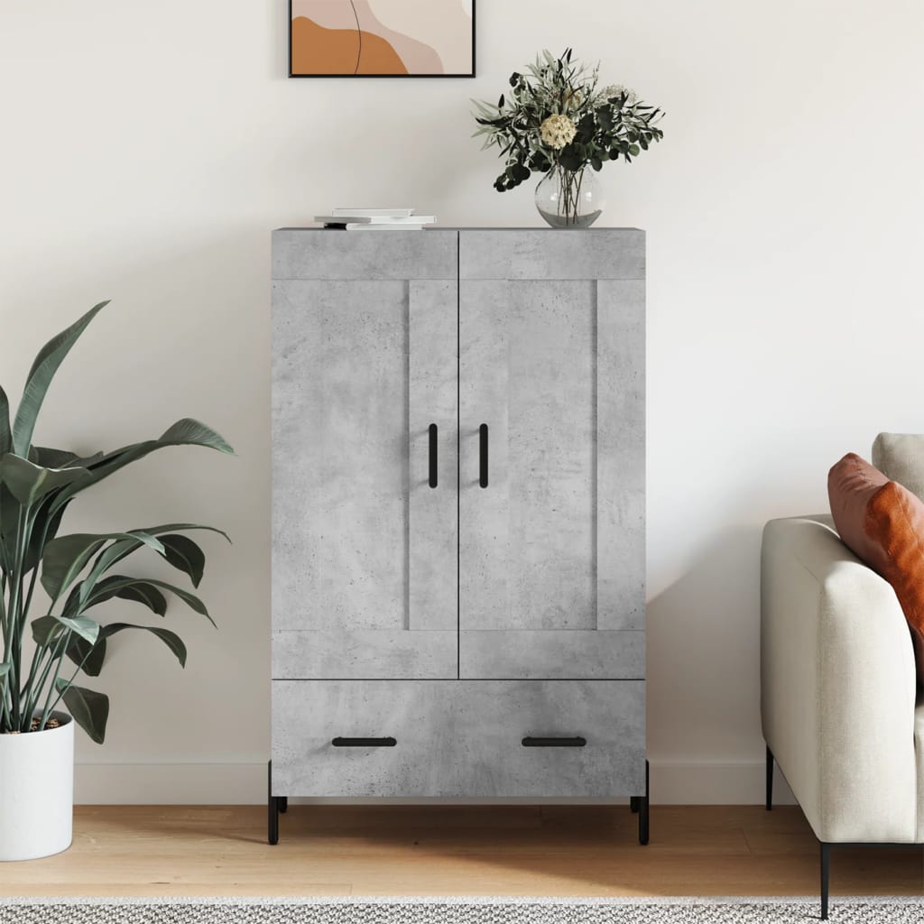 Visoka komoda boja betona 69,5 x 31 x 115 cm konstruirano drvo