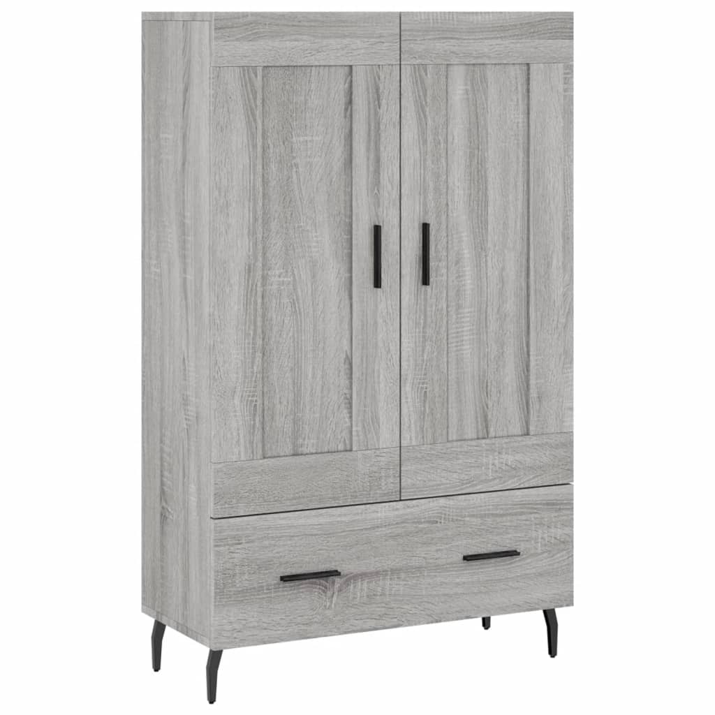 Visoka komoda siva boja hrasta 69,5x31x115 cm konstruirano drvo