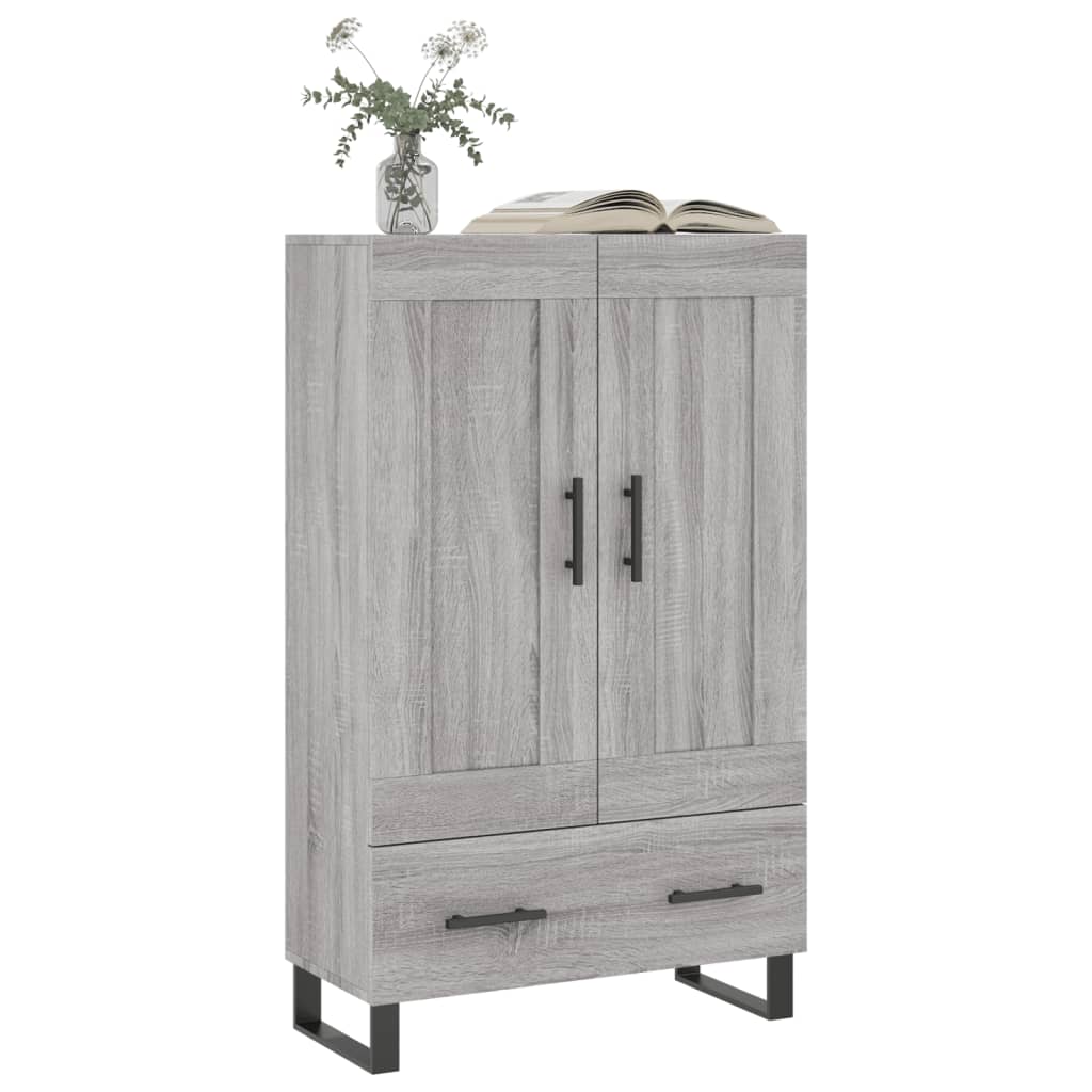 Visoka komoda siva boja hrasta 69,5x31x115 cm konstruirano drvo