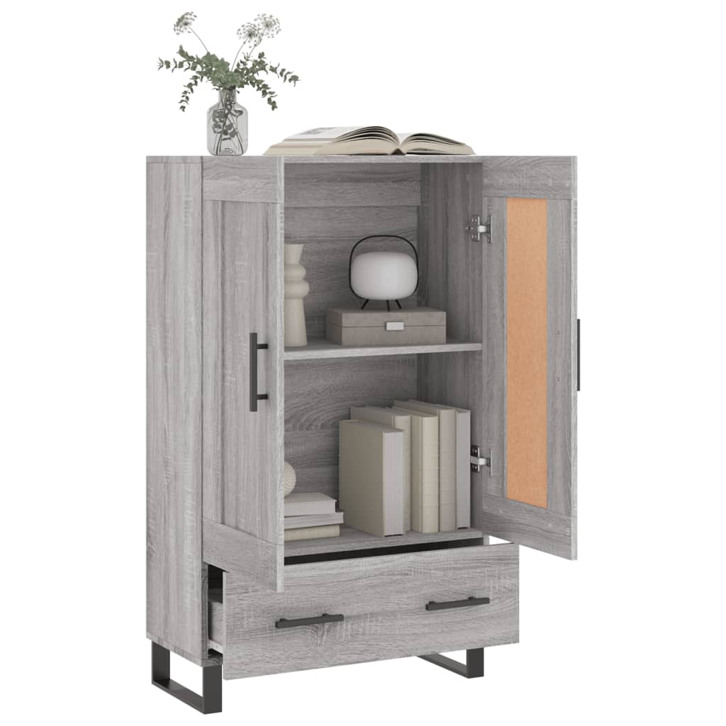Visoka komoda siva boja hrasta 69,5x31x115 cm konstruirano drvo