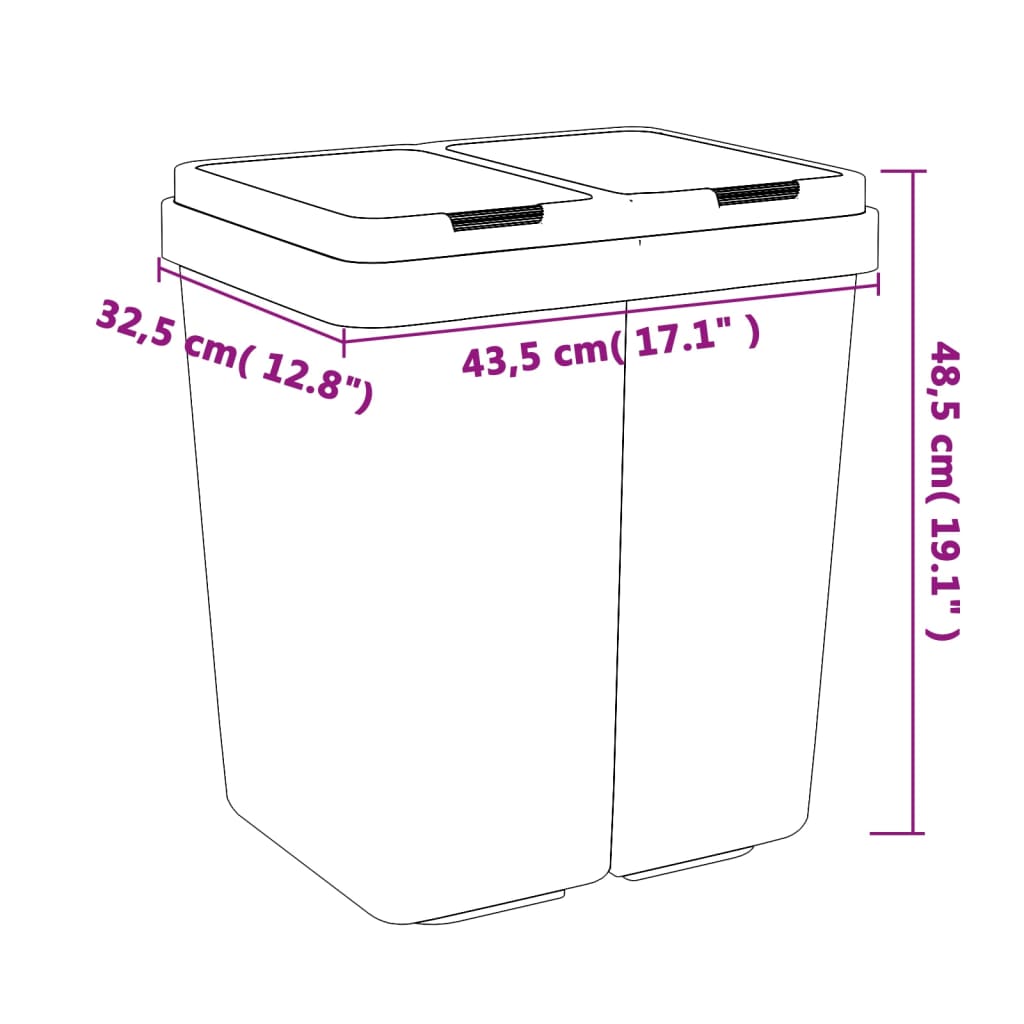 Dvostruka kanta antracit 2 x 25 L