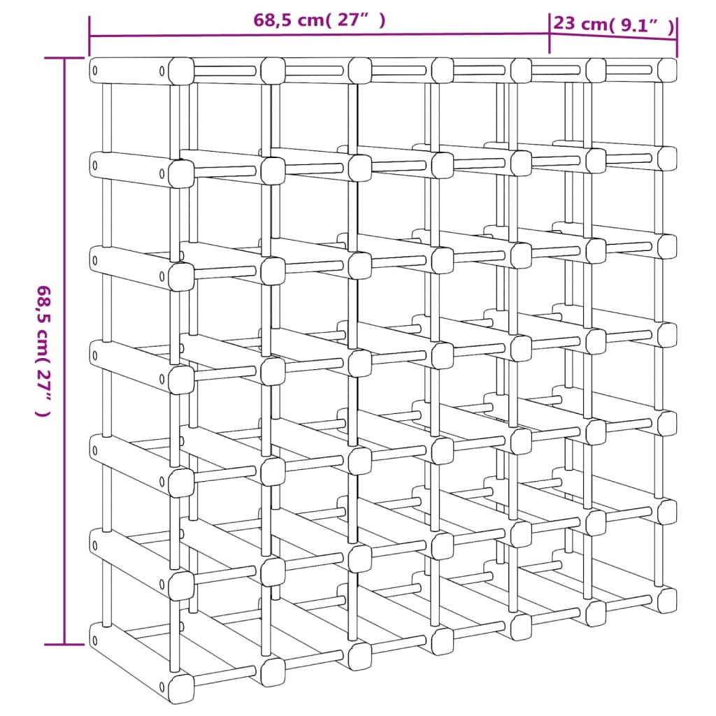 Stalak za vino za 42 boce 68,5 x 23 x 68,5 cm masivna borovina