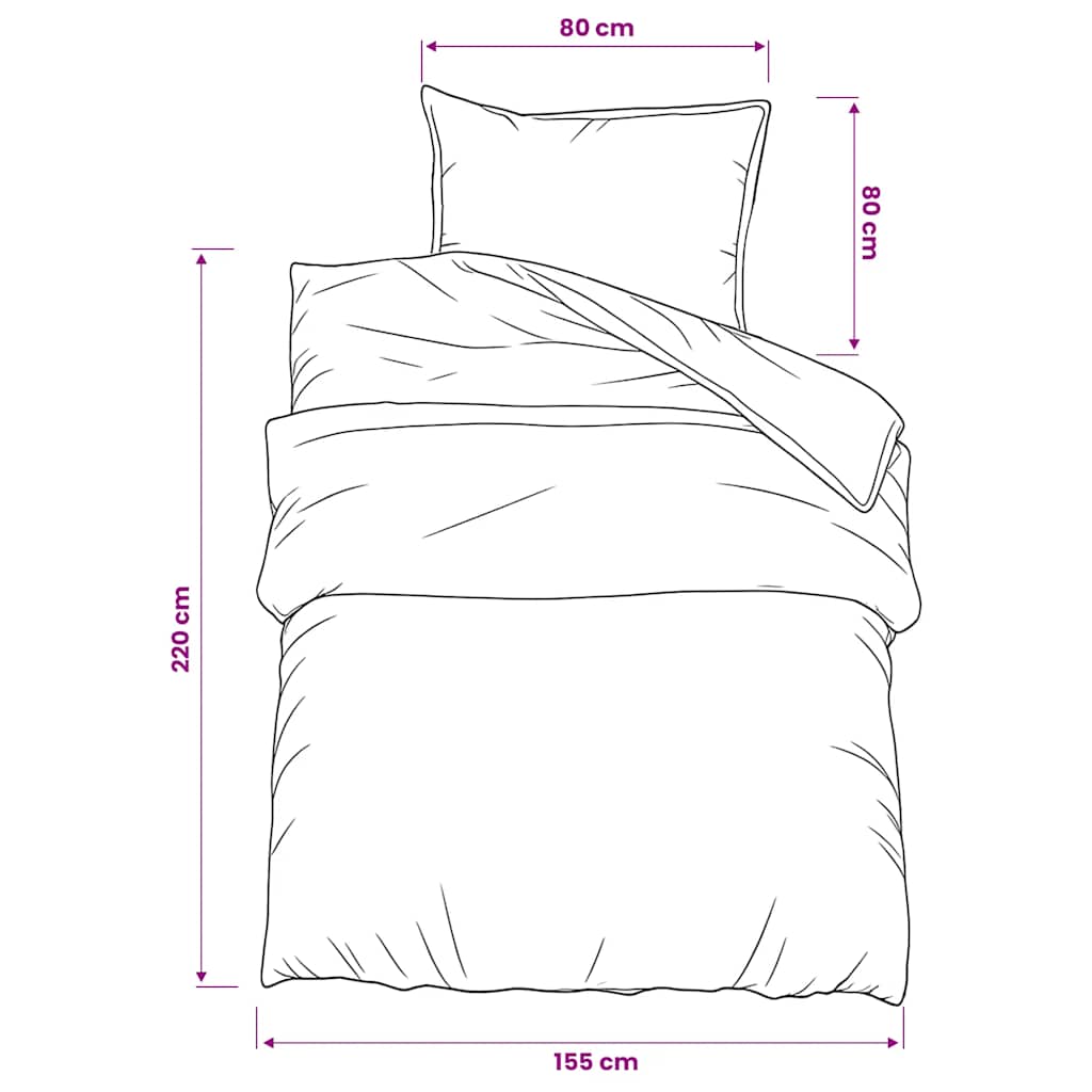 Set posteljine za poplun bijelo-smeđi 155 x 220 cm pamučni