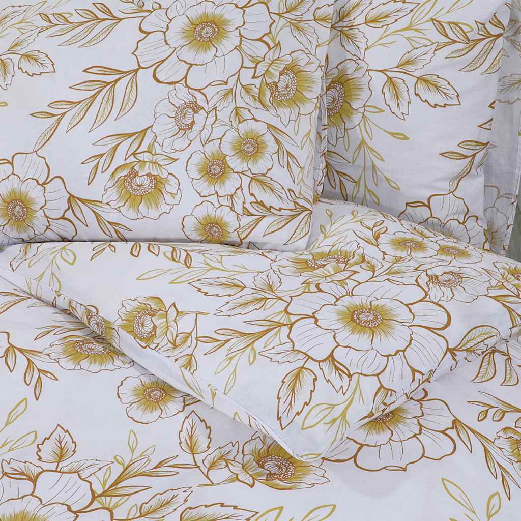 Set posteljine za poplun bijelo-smeđi 200x220 cm pamučni