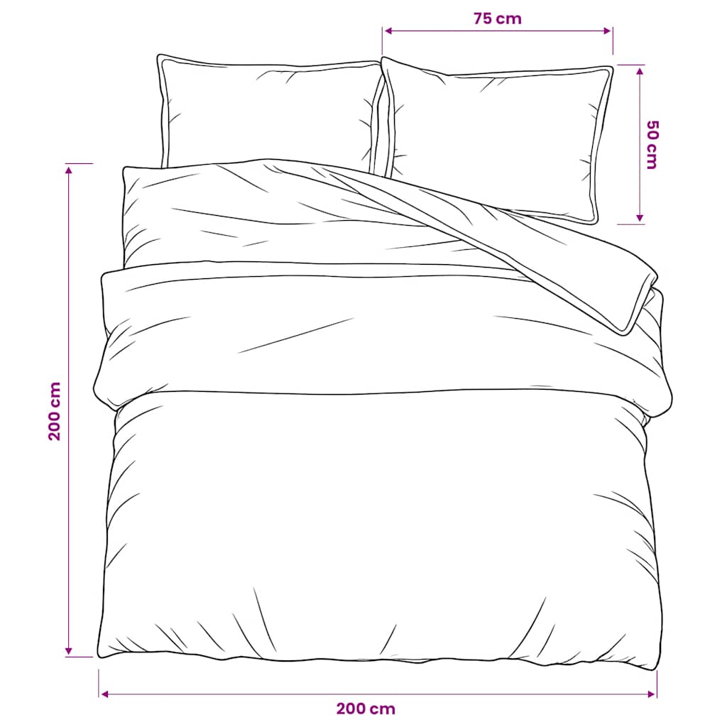 Set posteljine za poplun bijelo-smeđa 200x200 cm pamučni