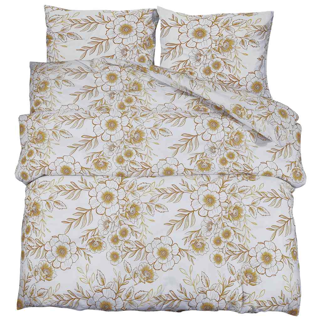 Set posteljine za poplun bijelo-smeđi 260 x 220 cm pamučni