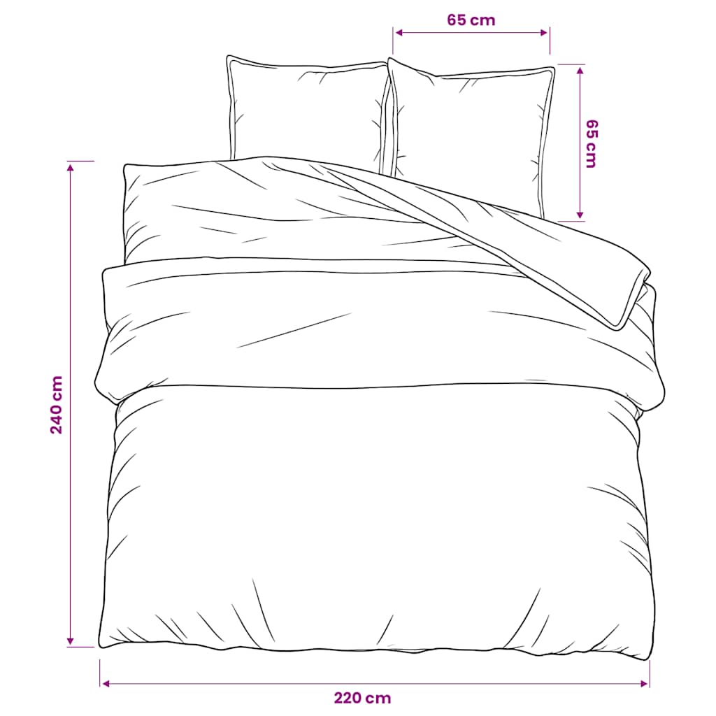 Set posteljine za poplun tamnosivi 220 x 240 cm pamučni