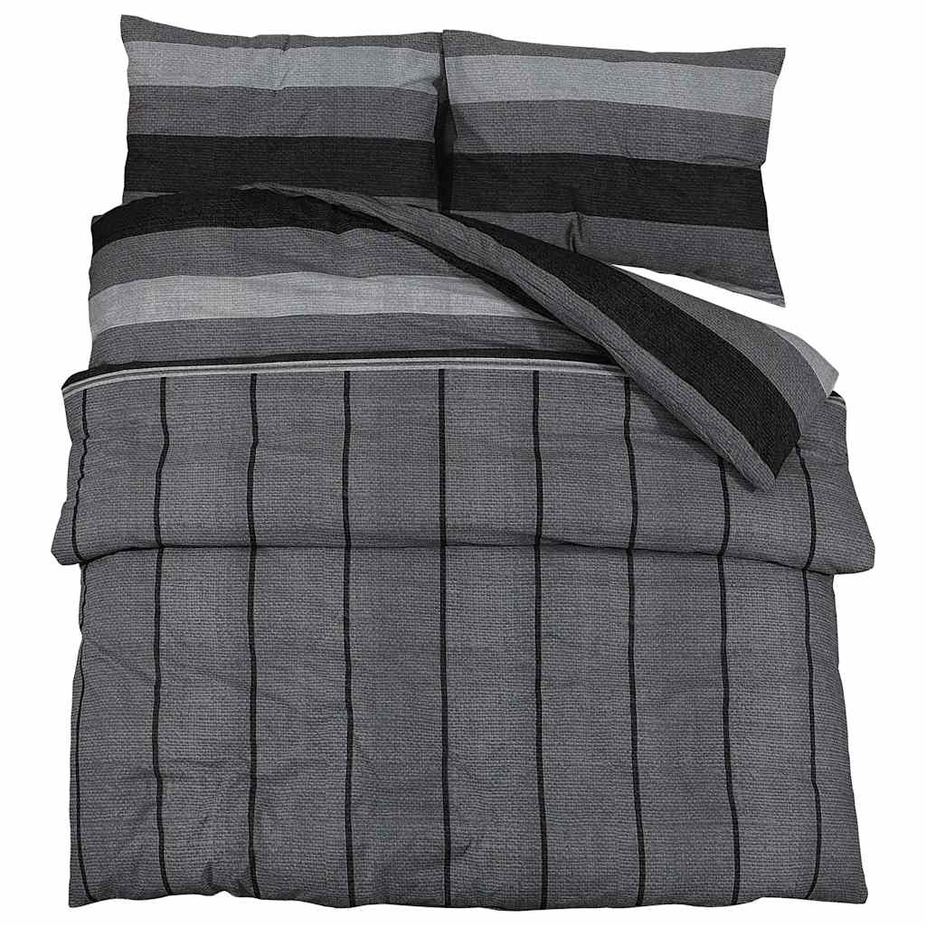 Set posteljine za poplun tamnosivi 260 x 240 cm pamučni