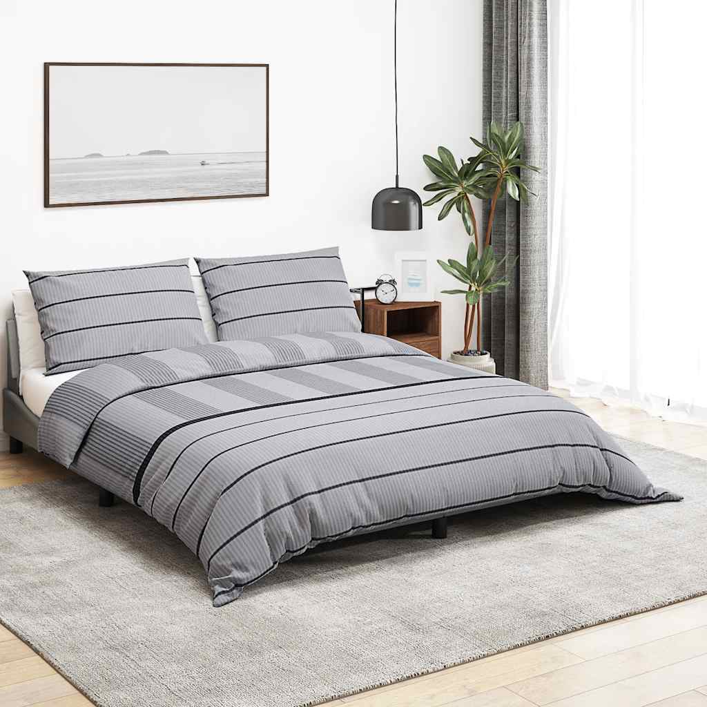Set posteljine za poplun sivi 140 x 200 cm pamučni