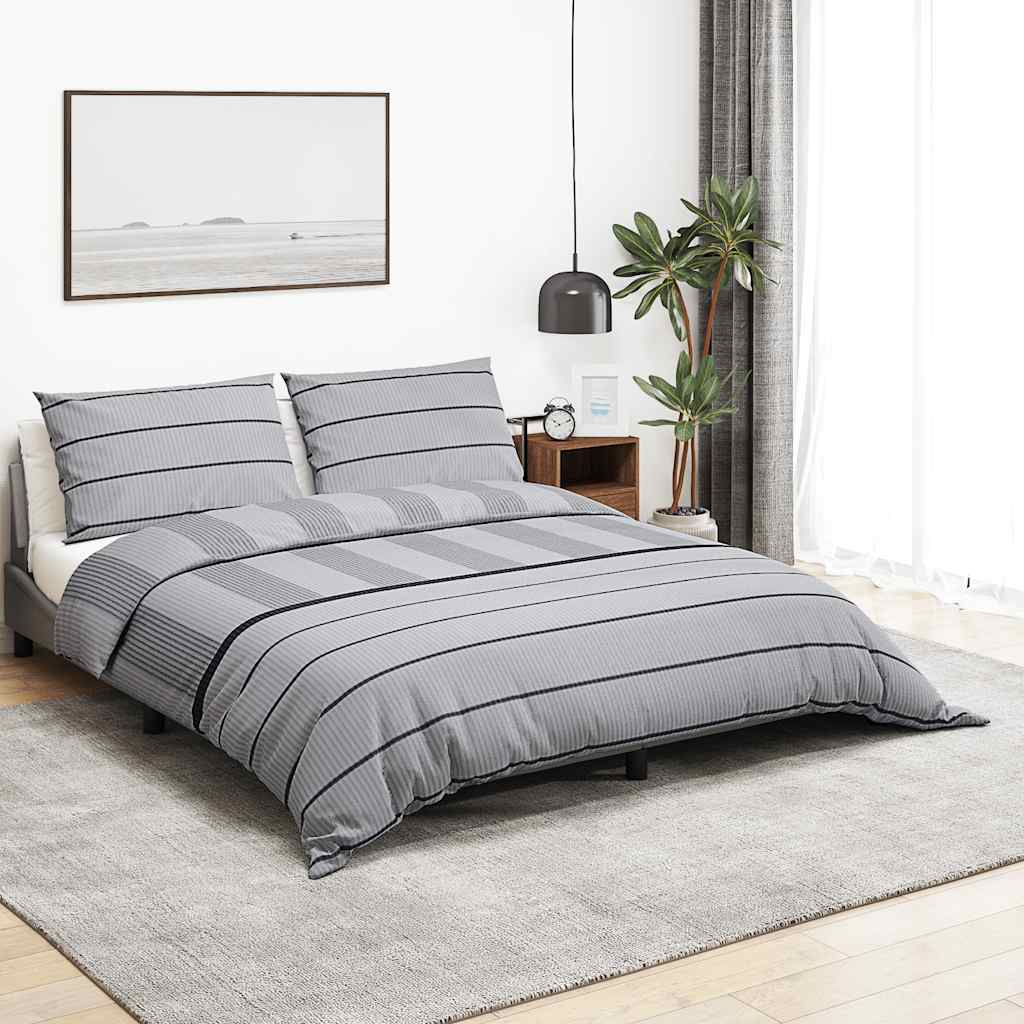 Set posteljine za poplun sivi 260x220 cm pamučni