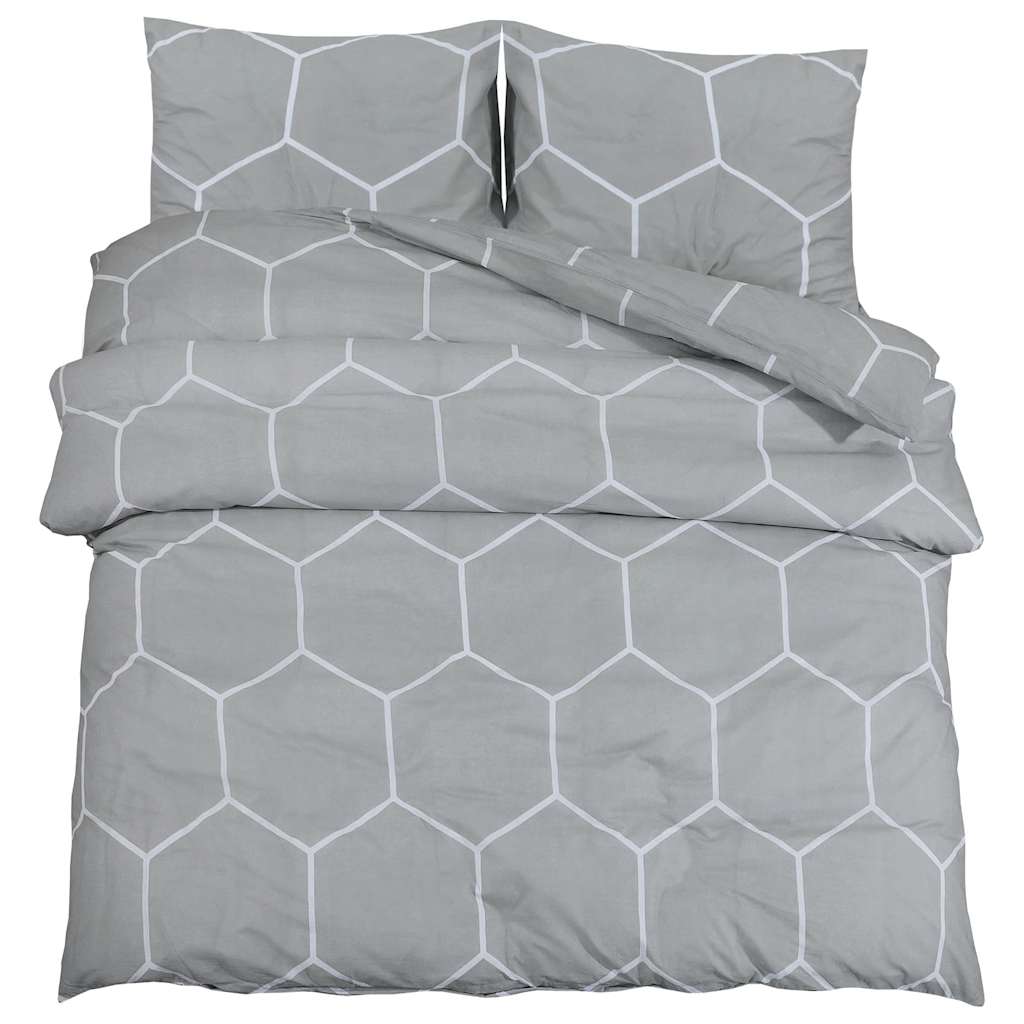 Set posteljine za poplun sivi 140 x 200 cm pamučni