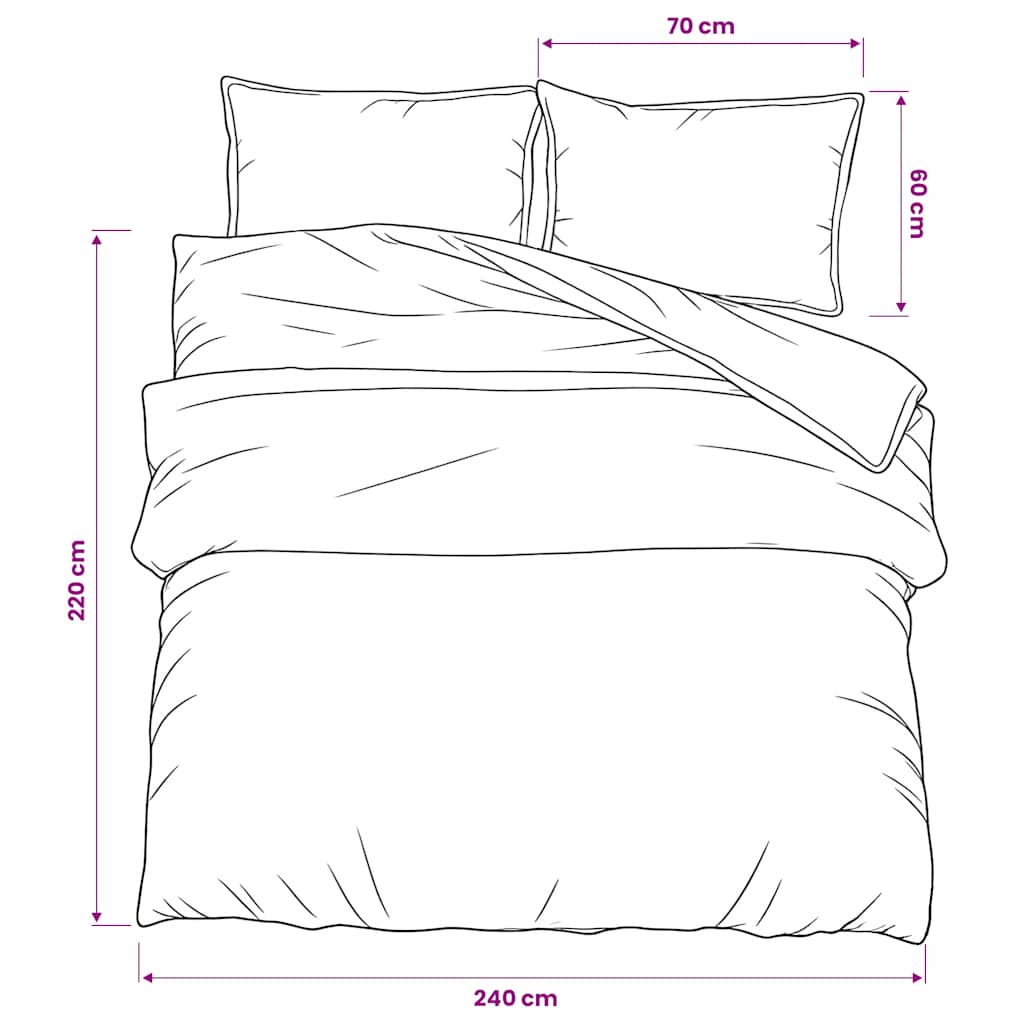 Set posteljine za poplun sivi 240x220 cm pamučni